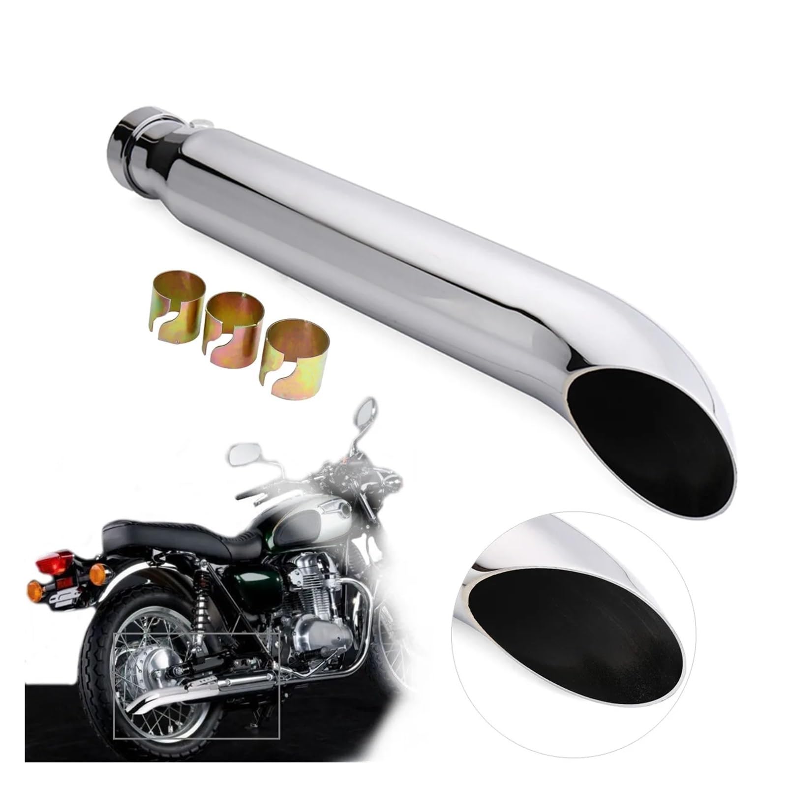 Motorrad Auspuff Schalldämpfer Retro Vintage Klassische Galvanik Escap Moto for Cafe Racer Bobber Chopper Custom(Type C) von SAPIIKEF
