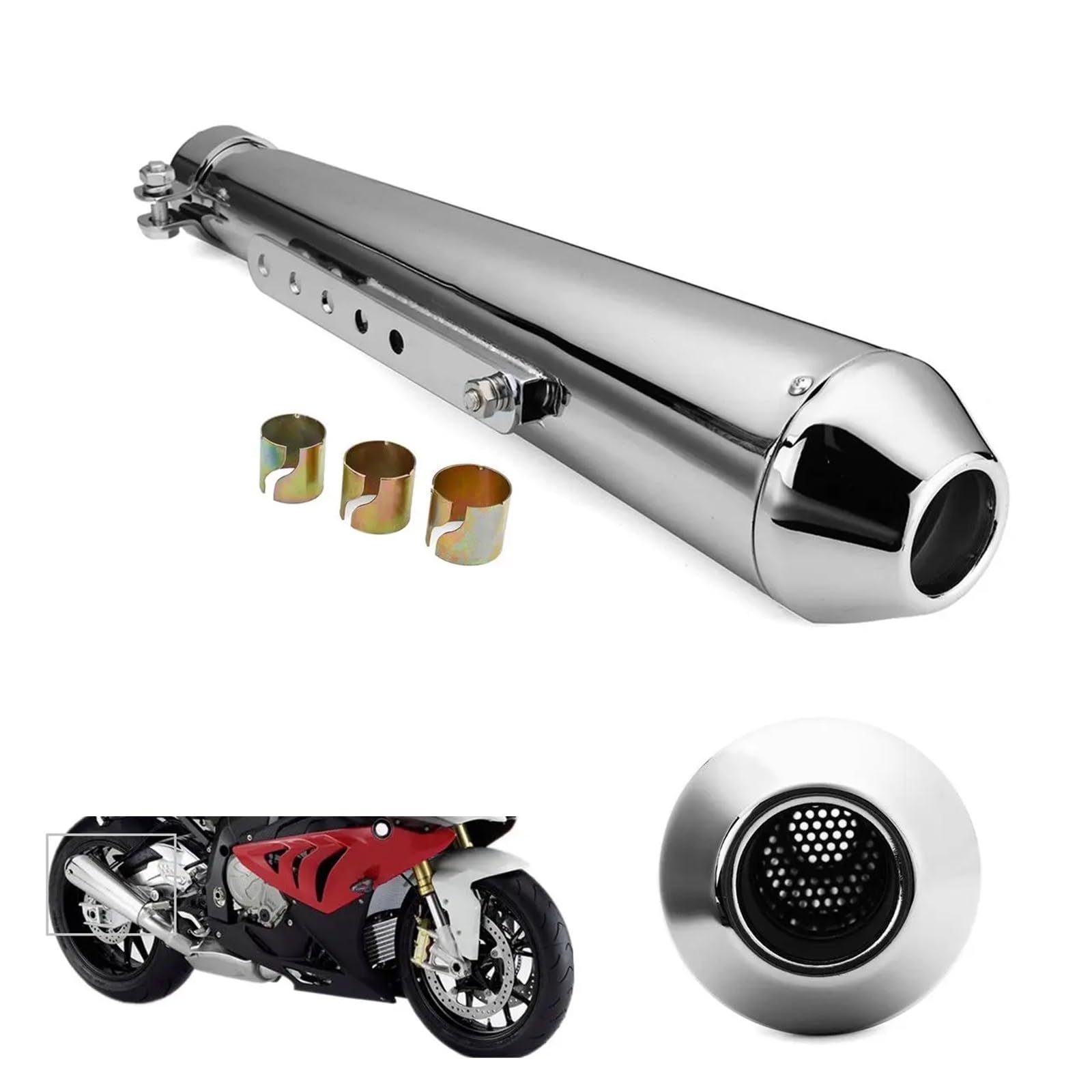 Motorrad Auspuff Schalldämpfer Retro Vintage Klassische Galvanik Escap Moto for Cafe Racer Bobber Chopper Custom(Type D) von SAPIIKEF