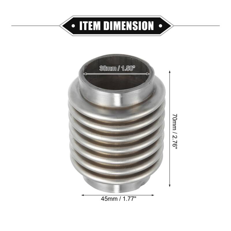 UXCELL 38mm/45mm/50mm/60mm Auto Auspuff Flexible Rohr Auspuff Flex Stecker Rohre Faltenbalg universal Durable Edelstahl(38x45x70mm) von SAPIIKEF
