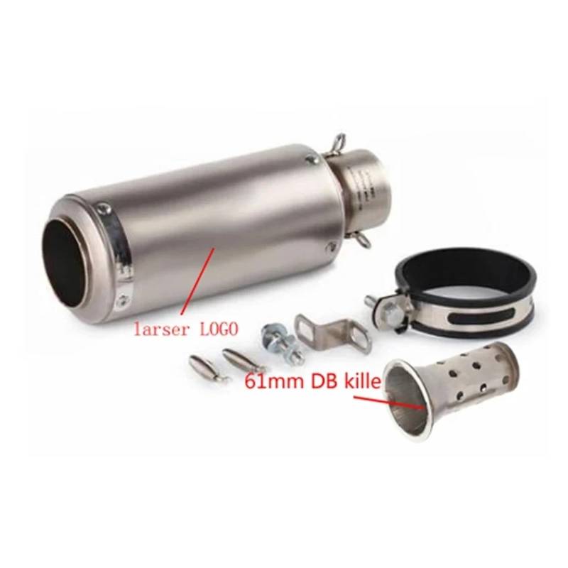 Universal 51mm/60mm Motorradauspuff mit DB-Killer Motorrad-Auspuffrohr Schalldämpfer Kohlefaser GP-Projekt Auspuffrohr(A2 with laser 61mm) von SAPIIKEF