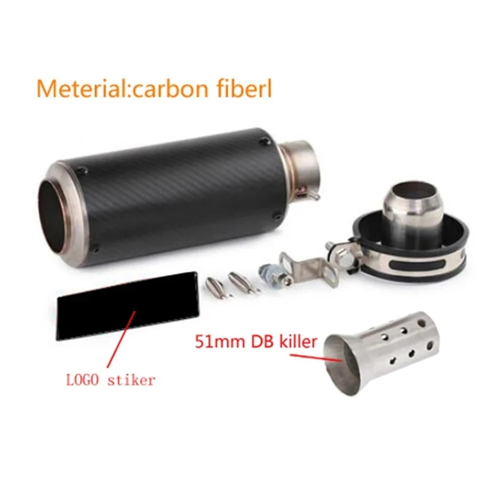 Universal 51mm/60mm Motorradauspuff mit DB-Killer Motorrad-Auspuffrohr Schalldämpfer Kohlefaser GP-Projekt Auspuffrohr(F1 with laser 51mm) von SAPIIKEF