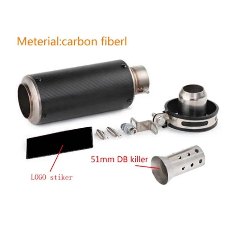 Universal 51mm/60mm Motorradauspuff mit DB-Killer Motorrad-Auspuffrohr Schalldämpfer Kohlefaser GP-Projekt Auspuffrohr(F1 with laser 51mm) von SAPIIKEF