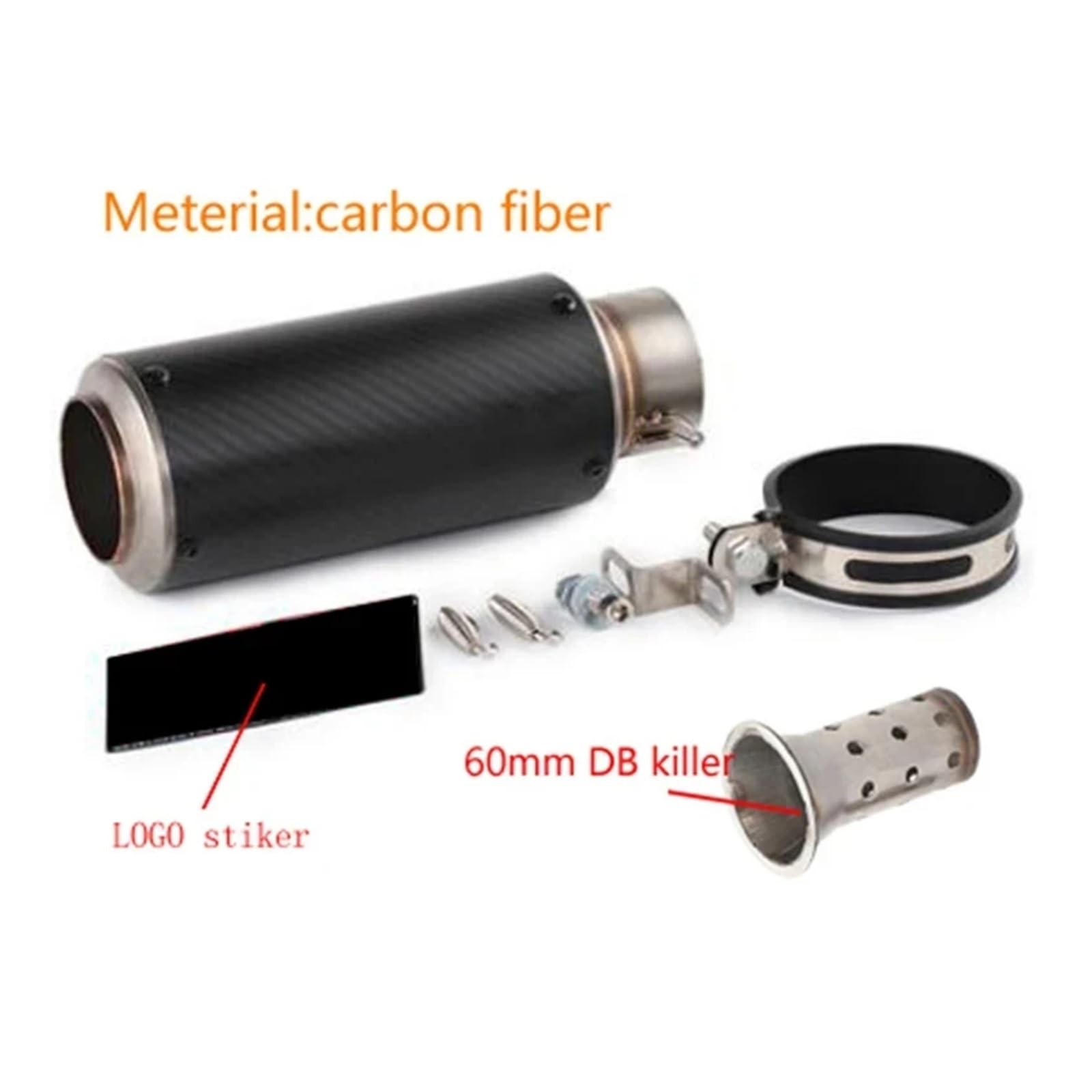 Universal 51mm/60mm Motorradauspuff mit DB-Killer Motorrad-Auspuffrohr Schalldämpfer Kohlefaser GP-Projekt Auspuffrohr(F2 with laser 61mm) von SAPIIKEF
