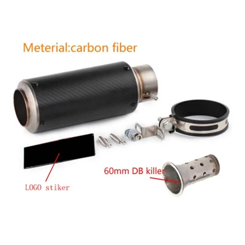 Universal 51mm/60mm Motorradauspuff mit DB-Killer Motorrad-Auspuffrohr Schalldämpfer Kohlefaser GP-Projekt Auspuffrohr(F2 with laser 61mm) von SAPIIKEF
