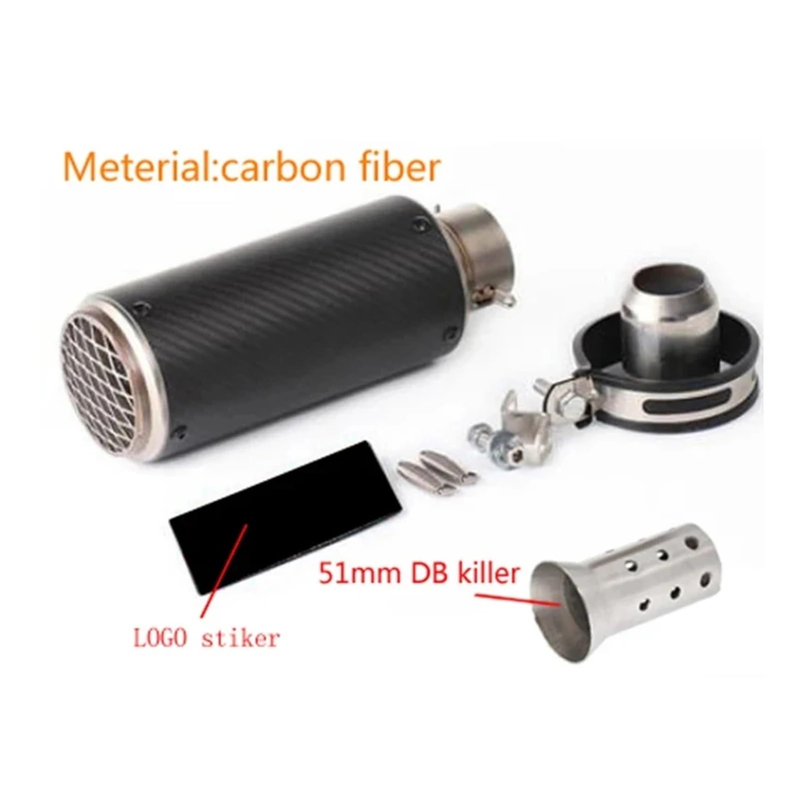 Universal 51mm/60mm Motorradauspuff mit DB-Killer Motorrad-Auspuffrohr Schalldämpfer Kohlefaser GP-Projekt Auspuffrohr(F3 with laser 51mm) von SAPIIKEF