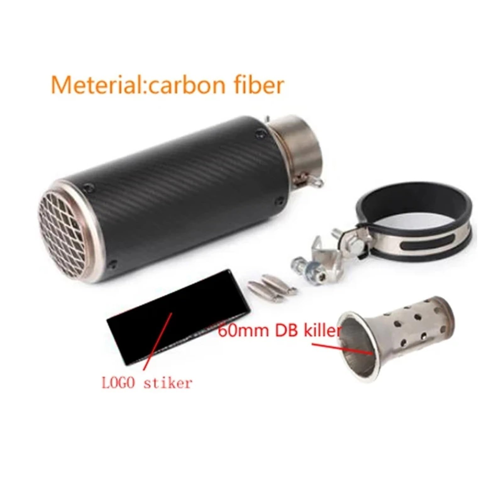 Universal 51mm/60mm Motorradauspuff mit DB-Killer Motorrad-Auspuffrohr Schalldämpfer Kohlefaser GP-Projekt Auspuffrohr(F4 with laser 61mm) von SAPIIKEF