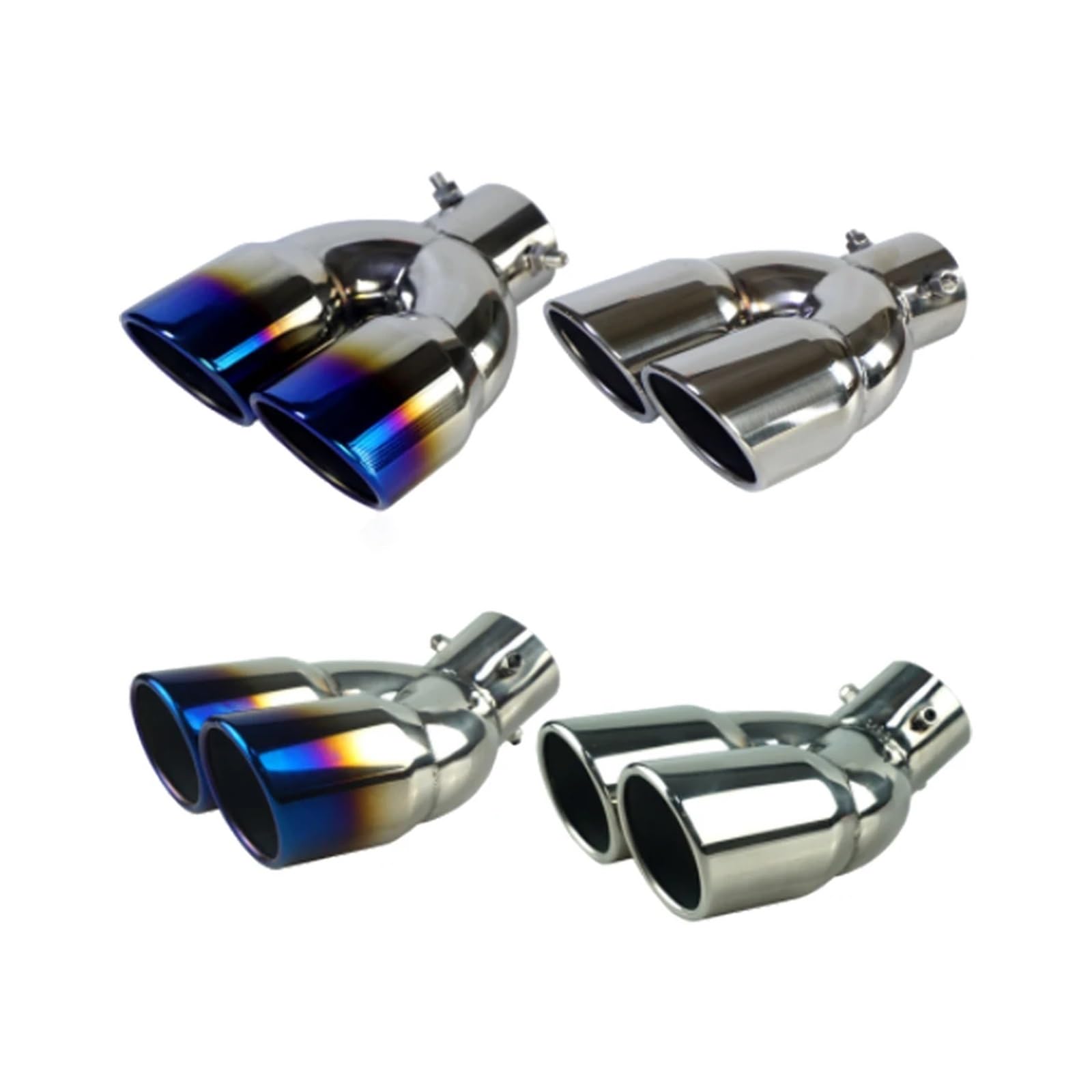 Universal 63mm Auto Einlass Doppel-Zylinder-Hintere Auspuffspitze Endrohr Schalldämpfer Schwarz Titan Outlet Edelstahl Auto Zubehör(Silver Z) von SAPIIKEF