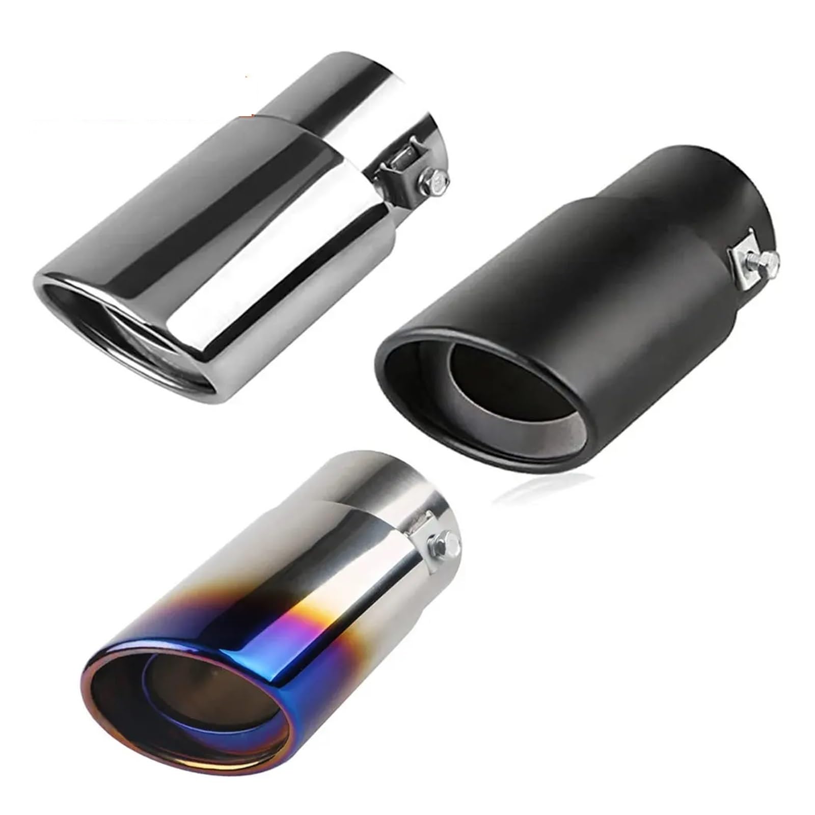 Universal Auto Auto Auspuff Schalldämpfer Spitze Edelstahl Rohr Chrom Trim Modifizierte Auto Hinten Schwanz Throat Liner Zubehör(Straight-black) von SAPIIKEF