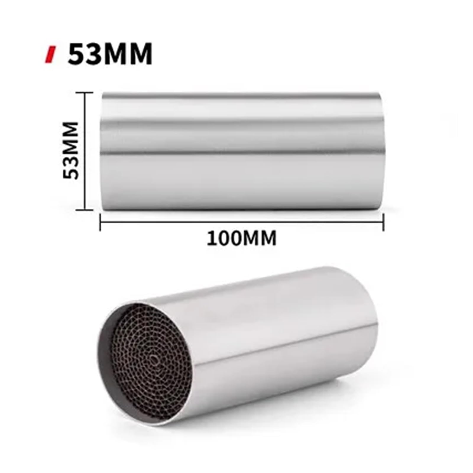 Universal Motorrad 35/42/45/48/50/53MM Vorne Mitte Ende Katalysator DB Killer for Auspuff Schalldämpfer Noise Sound(53x100mm) von SAPIIKEF