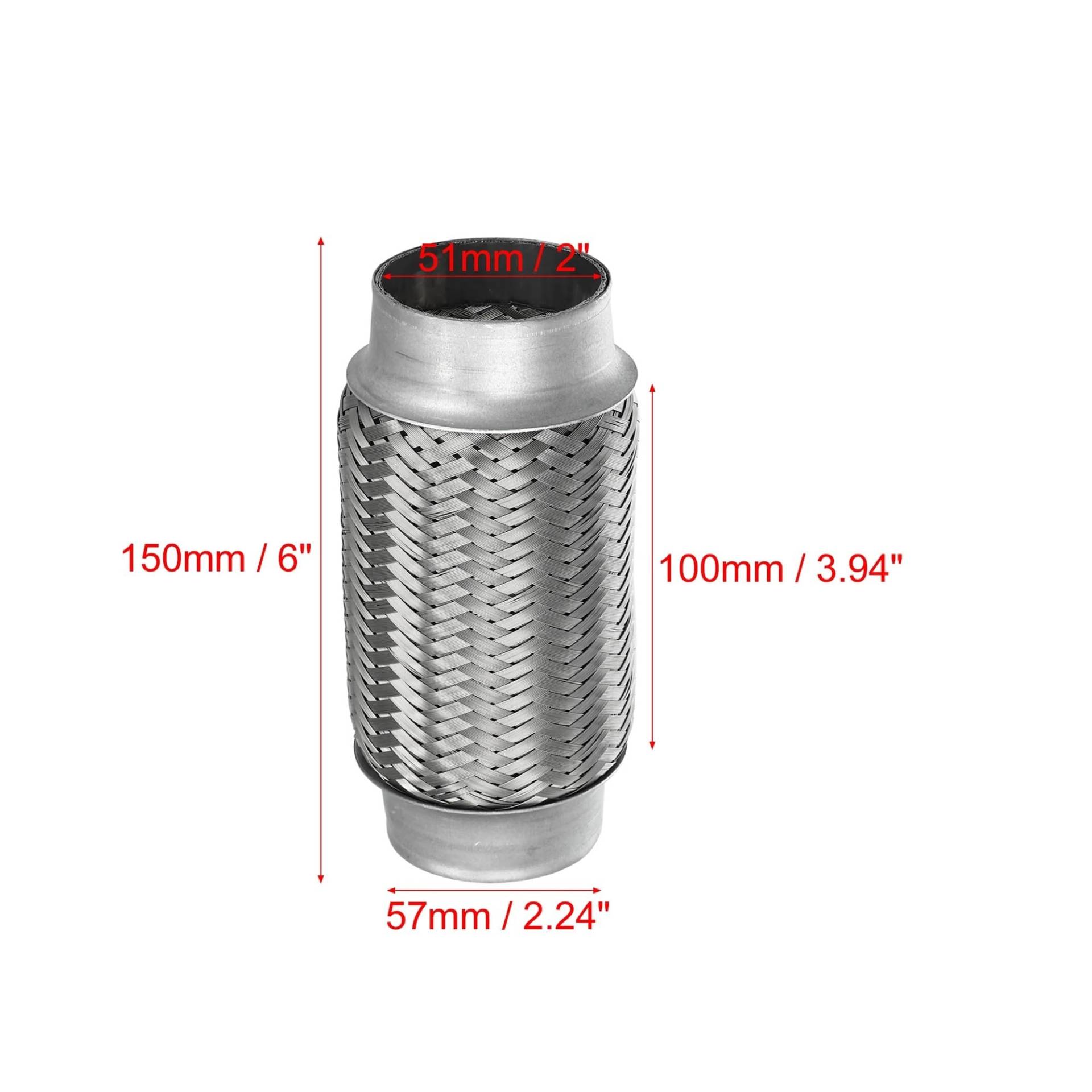 X Autohaux 51mm 58mm 65mm 76mm Edelstahl Auto Schalldämpfer Auspuff Flexible Rohr Schläuche Universal Auspuff joint Universal Teile(51x100x150mm) von SAPIIKEF