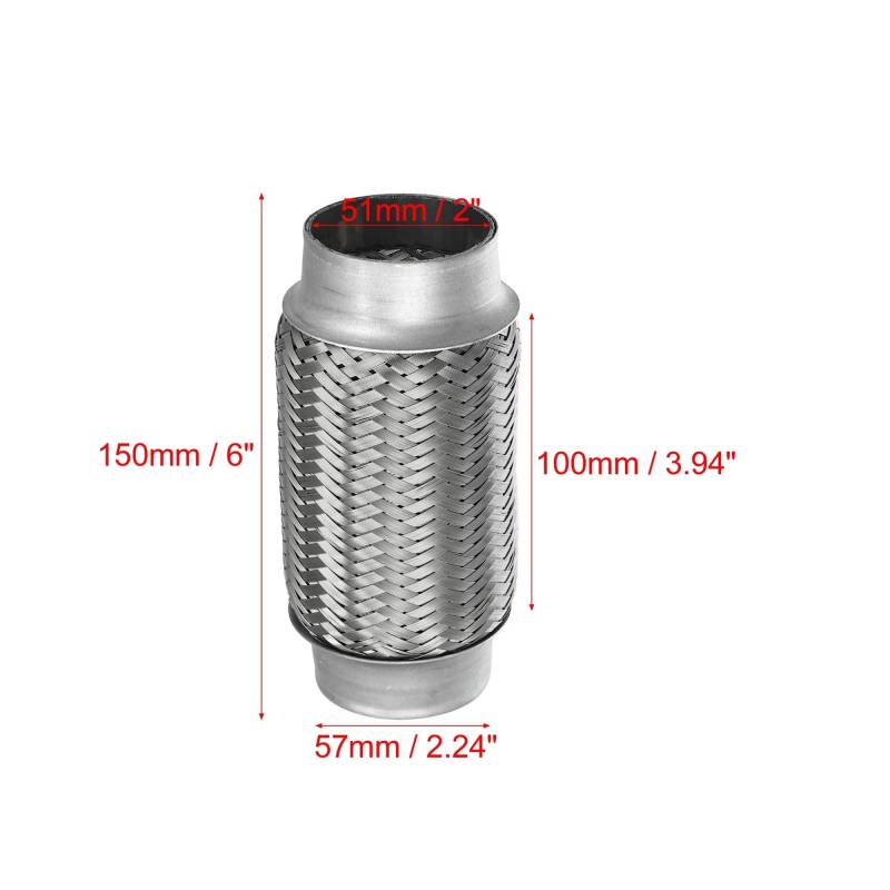 X Autohaux 51mm 58mm 65mm 76mm Edelstahl Auto Schalldämpfer Auspuff Flexible Rohr Schläuche Universal Auspuff joint Universal Teile(51x100x150mm) von SAPIIKEF