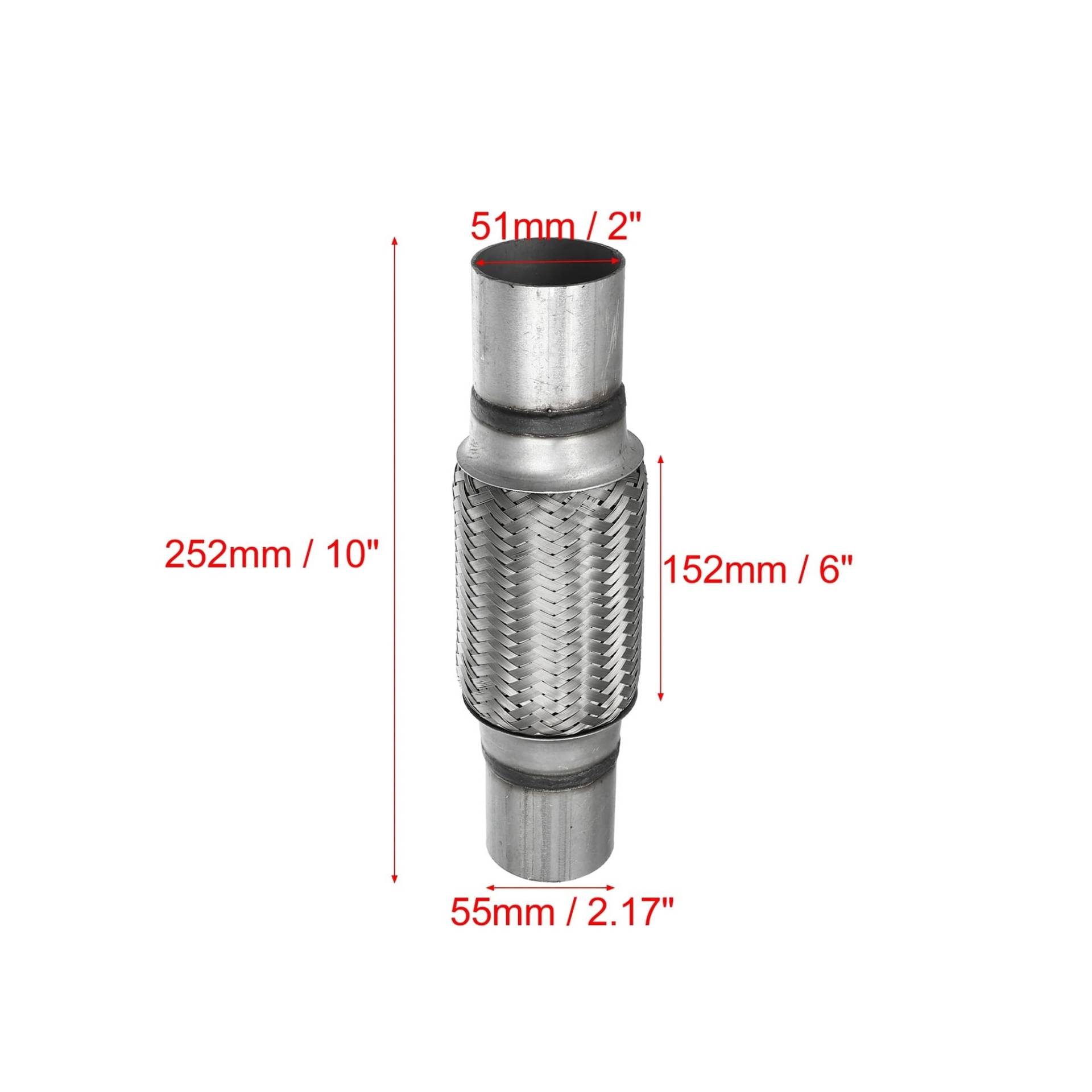 X Autohaux 51mm 58mm 65mm 76mm Edelstahl Auto Schalldämpfer Auspuff Flexible Rohr Schläuche Universal Auspuff joint Universal Teile(51x152x252mm) von SAPIIKEF
