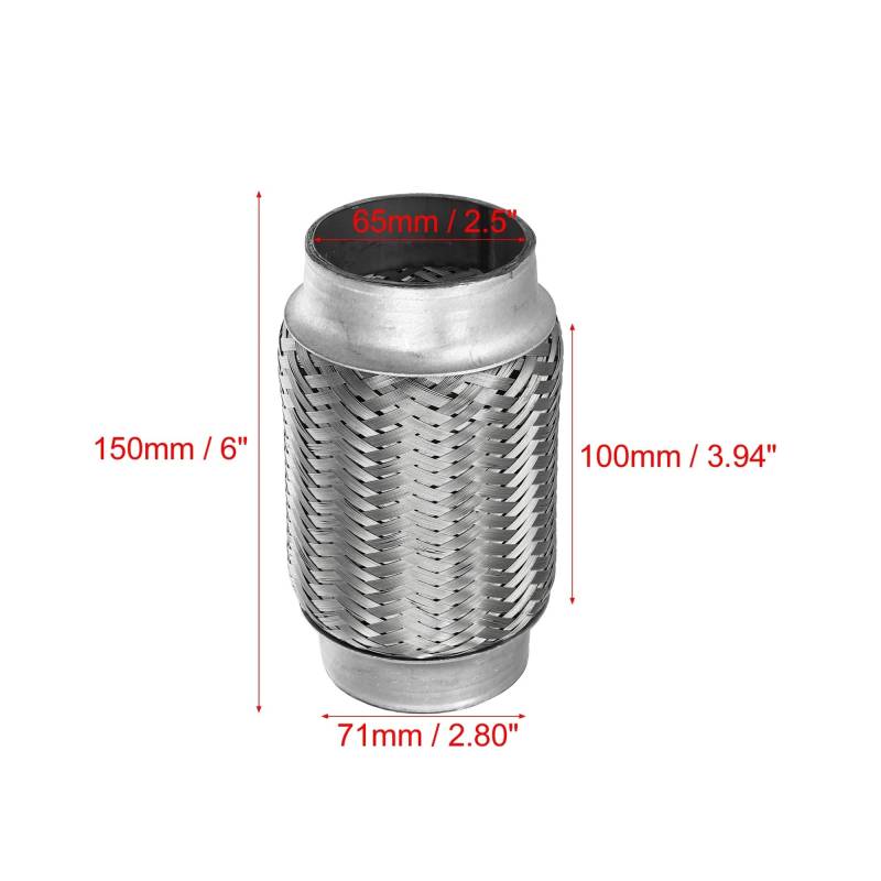 X Autohaux 51mm 58mm 65mm 76mm Edelstahl Auto Schalldämpfer Auspuff Flexible Rohr Schläuche Universal Auspuff joint Universal Teile(65x100x150mm) von SAPIIKEF