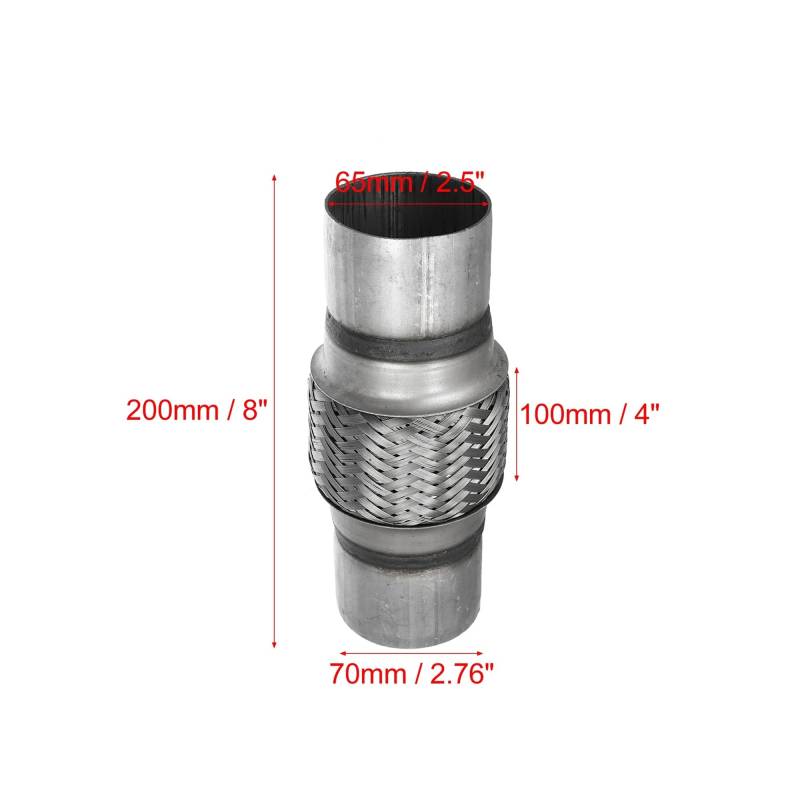 X Autohaux 51mm 58mm 65mm 76mm Edelstahl Auto Schalldämpfer Auspuff Flexible Rohr Schläuche Universal Auspuff joint Universal Teile(65x100x200mm) von SAPIIKEF