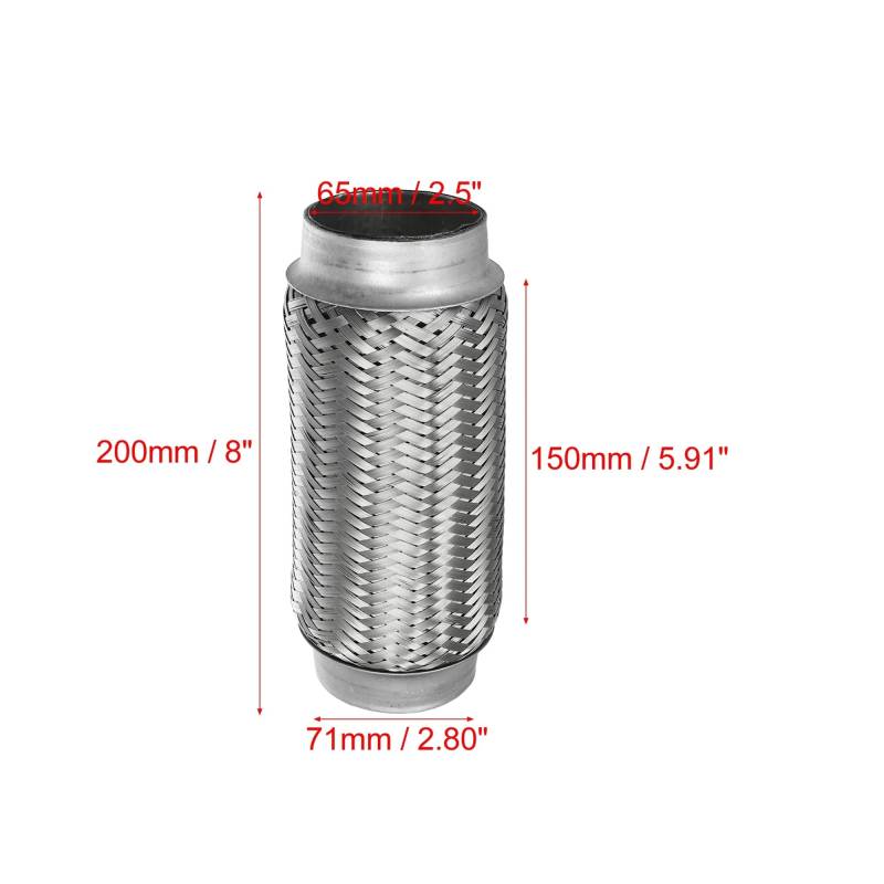 X Autohaux 51mm 58mm 65mm 76mm Edelstahl Auto Schalldämpfer Auspuff Flexible Rohr Schläuche Universal Auspuff joint Universal Teile(65x150x200mm) von SAPIIKEF