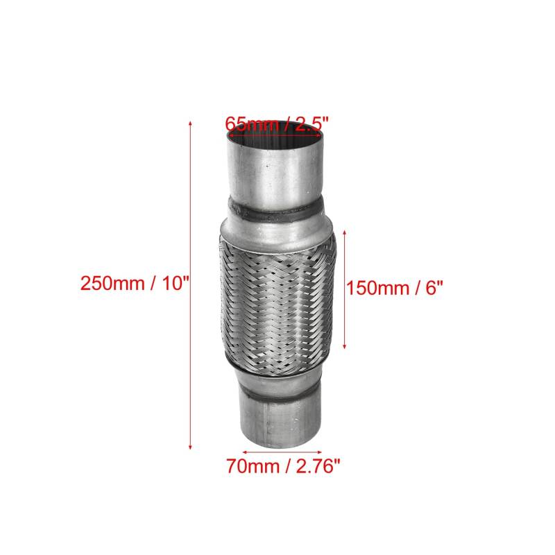 X Autohaux 51mm 58mm 65mm 76mm Edelstahl Auto Schalldämpfer Auspuff Flexible Rohr Schläuche Universal Auspuff joint Universal Teile(65x150x250mm) von SAPIIKEF