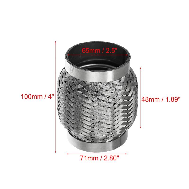 X Autohaux 51mm 58mm 65mm 76mm Edelstahl Auto Schalldämpfer Auspuff Flexible Rohr Schläuche Universal Auspuff joint Universal Teile(65x48x100mm) von SAPIIKEF