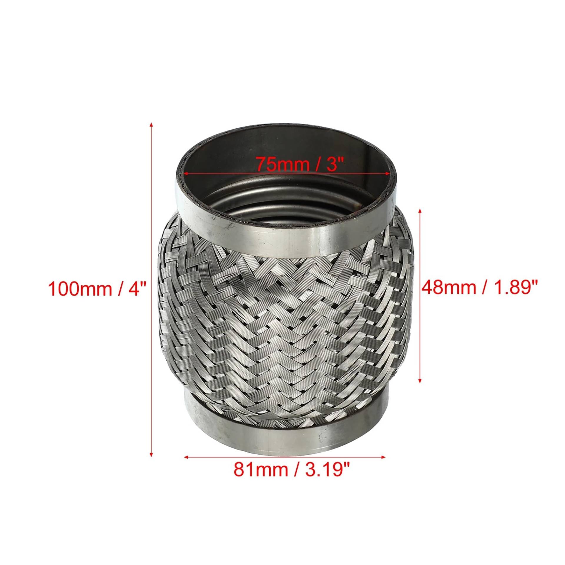 X Autohaux 51mm 58mm 65mm 76mm Edelstahl Auto Schalldämpfer Auspuff Flexible Rohr Schläuche Universal Auspuff joint Universal Teile(75x48x100mm) von SAPIIKEF