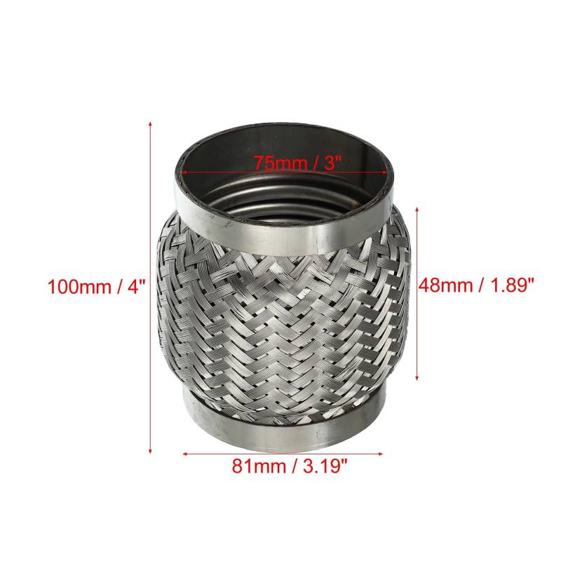 X Autohaux 51mm 58mm 65mm 76mm Edelstahl Auto Schalldämpfer Auspuff Flexible Rohr Schläuche Universal Auspuff joint Universal Teile(75x48x100mm) von SAPIIKEF