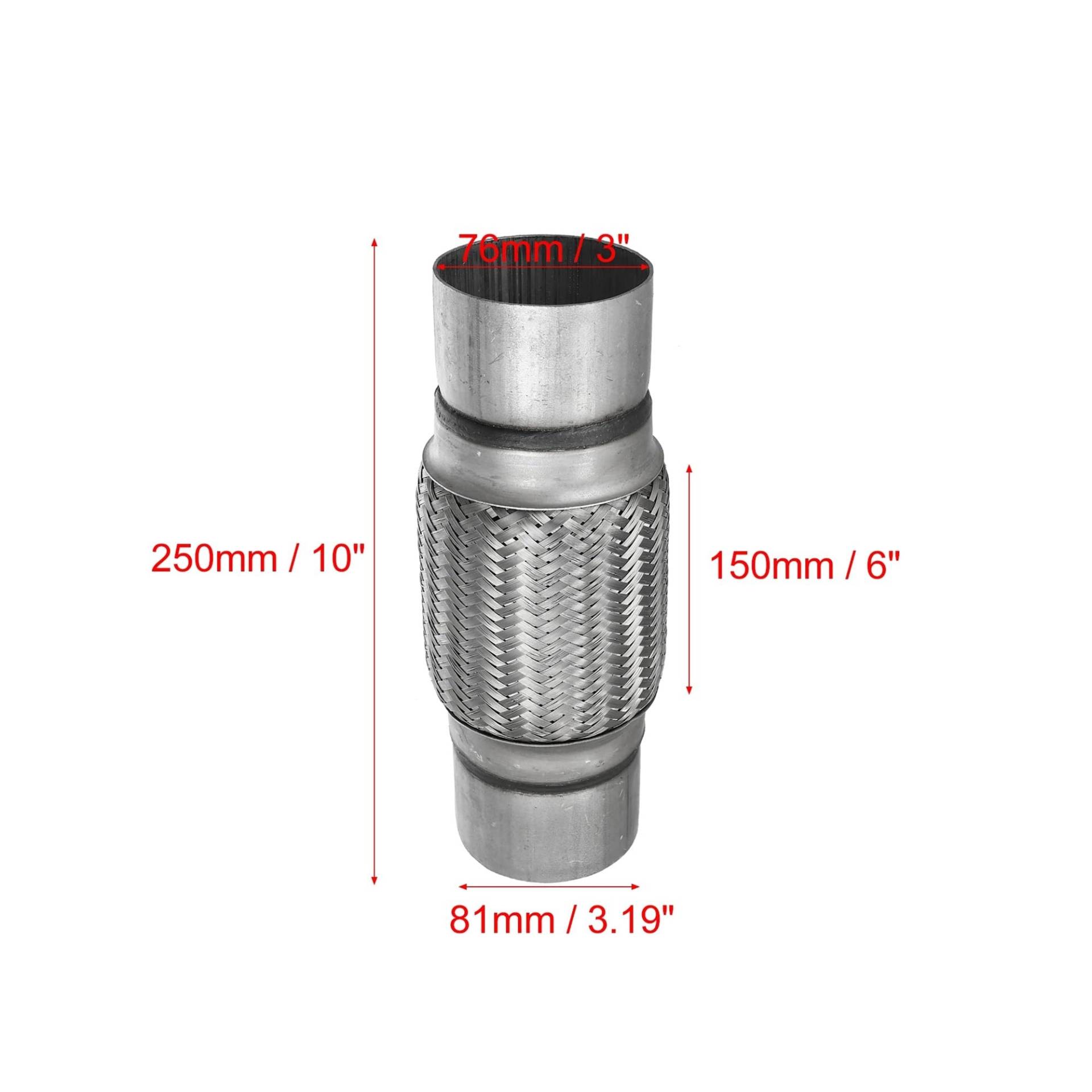 X Autohaux 51mm 58mm 65mm 76mm Edelstahl Auto Schalldämpfer Auspuff Flexible Rohr Schläuche Universal Auspuff joint Universal Teile(76x150x250mm) von SAPIIKEF