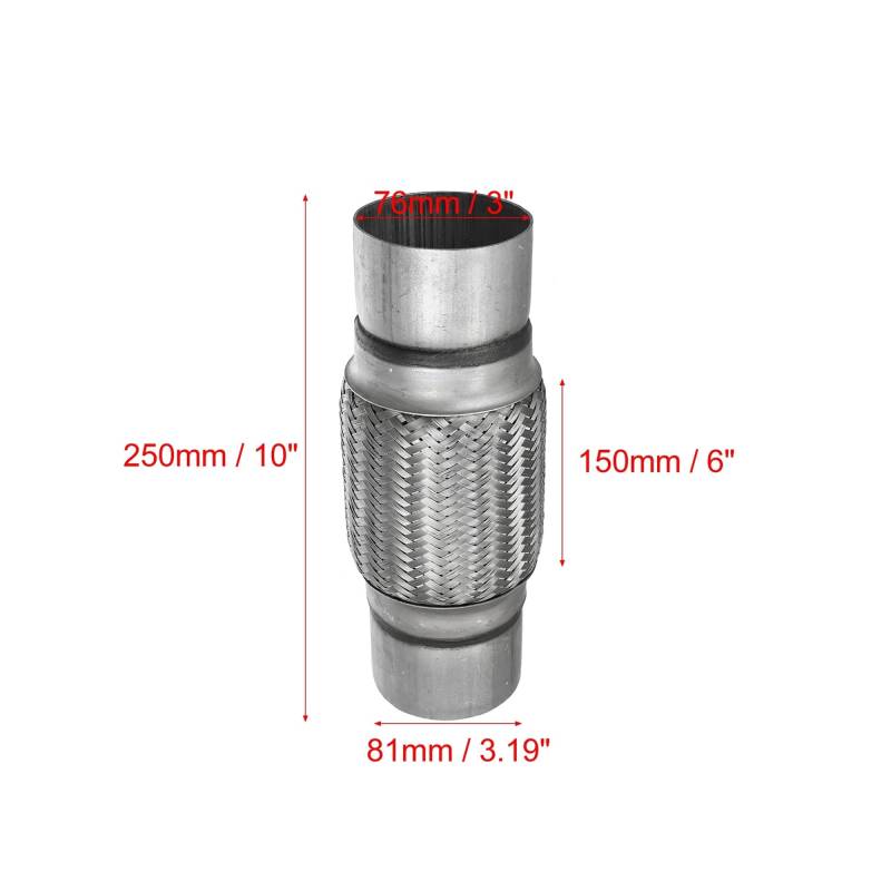 X Autohaux 51mm 58mm 65mm 76mm Edelstahl Auto Schalldämpfer Auspuff Flexible Rohr Schläuche Universal Auspuff joint Universal Teile(76x150x250mm) von SAPIIKEF