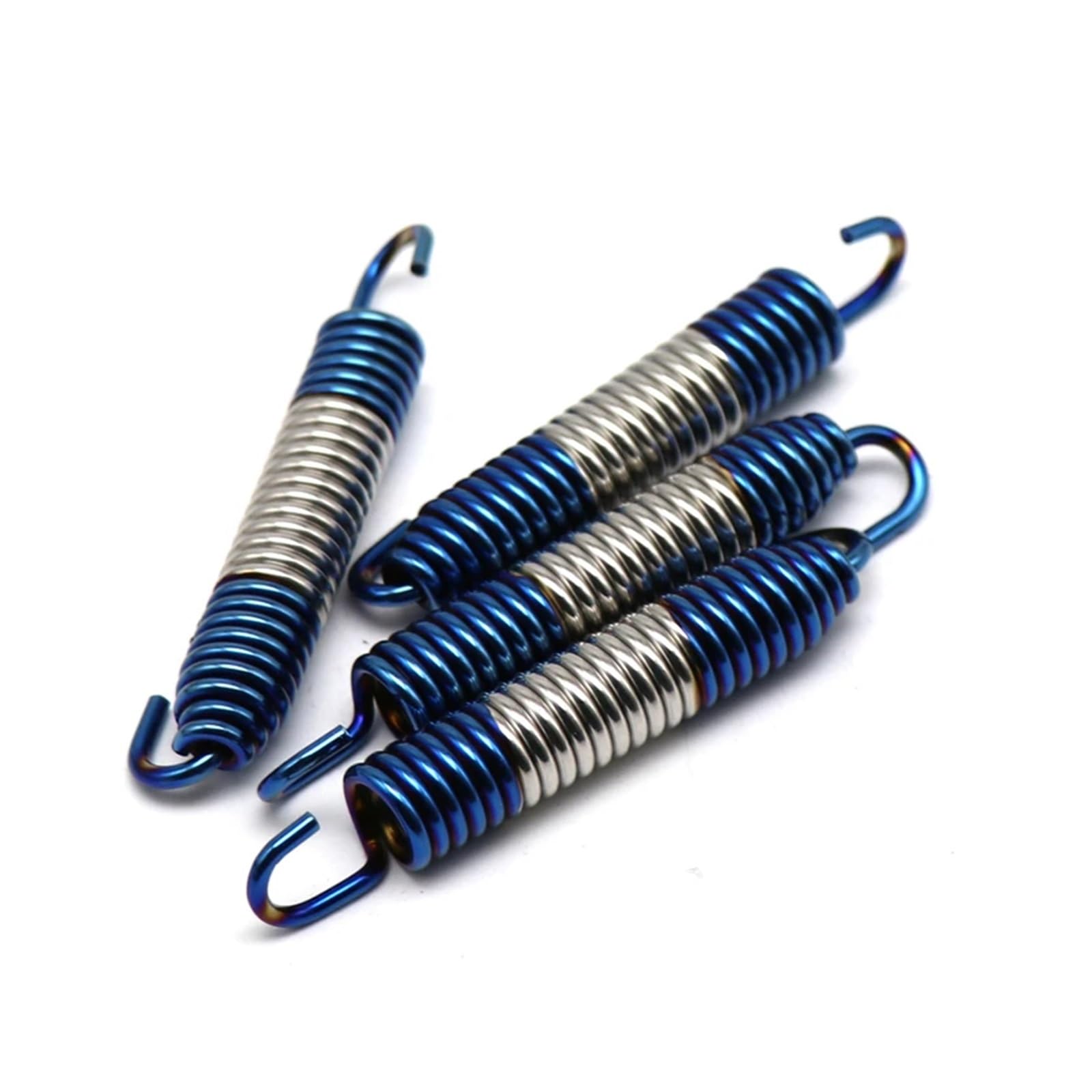 ZSDTRP 4 stücke 75mm Motorrad Edelstahl Auspuffrohr Schalldämpfer Quellen Universal Versenkbare Feder Haken(Half Blue) von SAPIIKEF