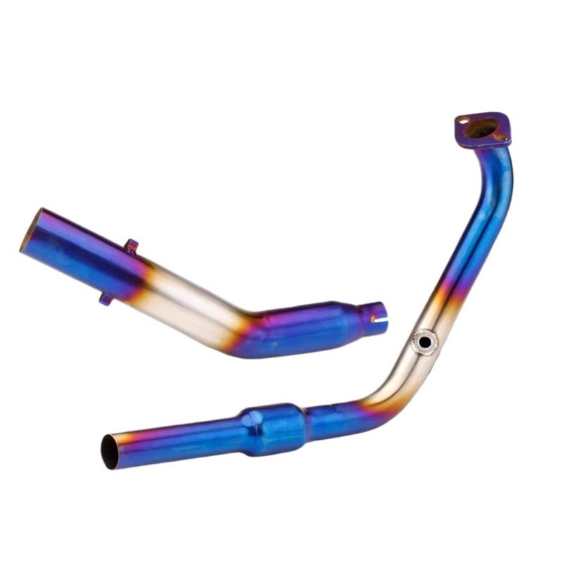 Motorrad Slip-On Auspuff Kompatibel Mit Yamaha Für YZF-R15 R125 V3 V4 MT-15 2018–2023 Motorrad-Auspuffrohr Für Escape Slip On Front Middle Link Pipe Passend Für 51 Mm Schalldämpfer(Multi-colored) von SAQIYEU