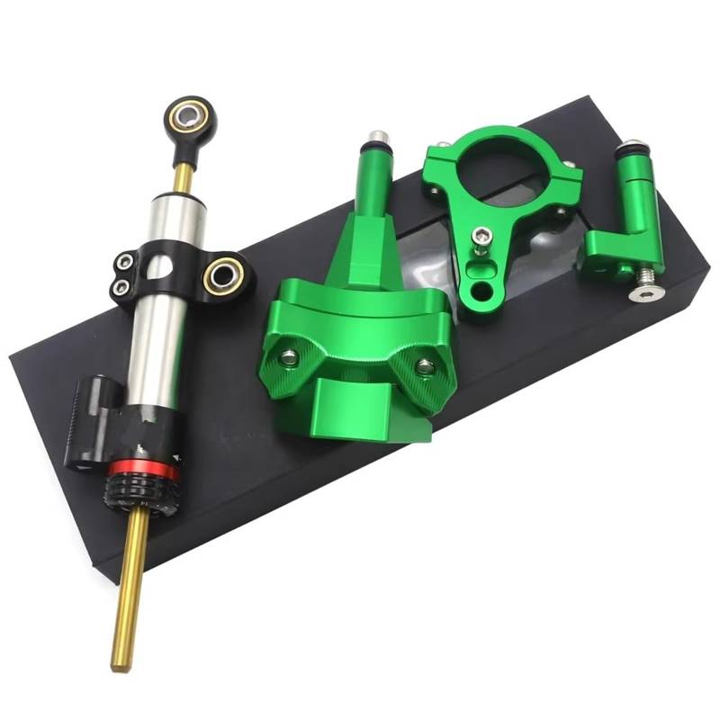 SAQIYEU Einstellbare Lenkungsdämpfer Kompatibel Mit Für Ninja 400 2018 2019 Motorrad-Lenkungsdämpferhalterung Stabilisator Stabilisatorsteuerung Moto Lenkungsdämpfer Stoßdämpfer(Green,B) von SAQIYEU