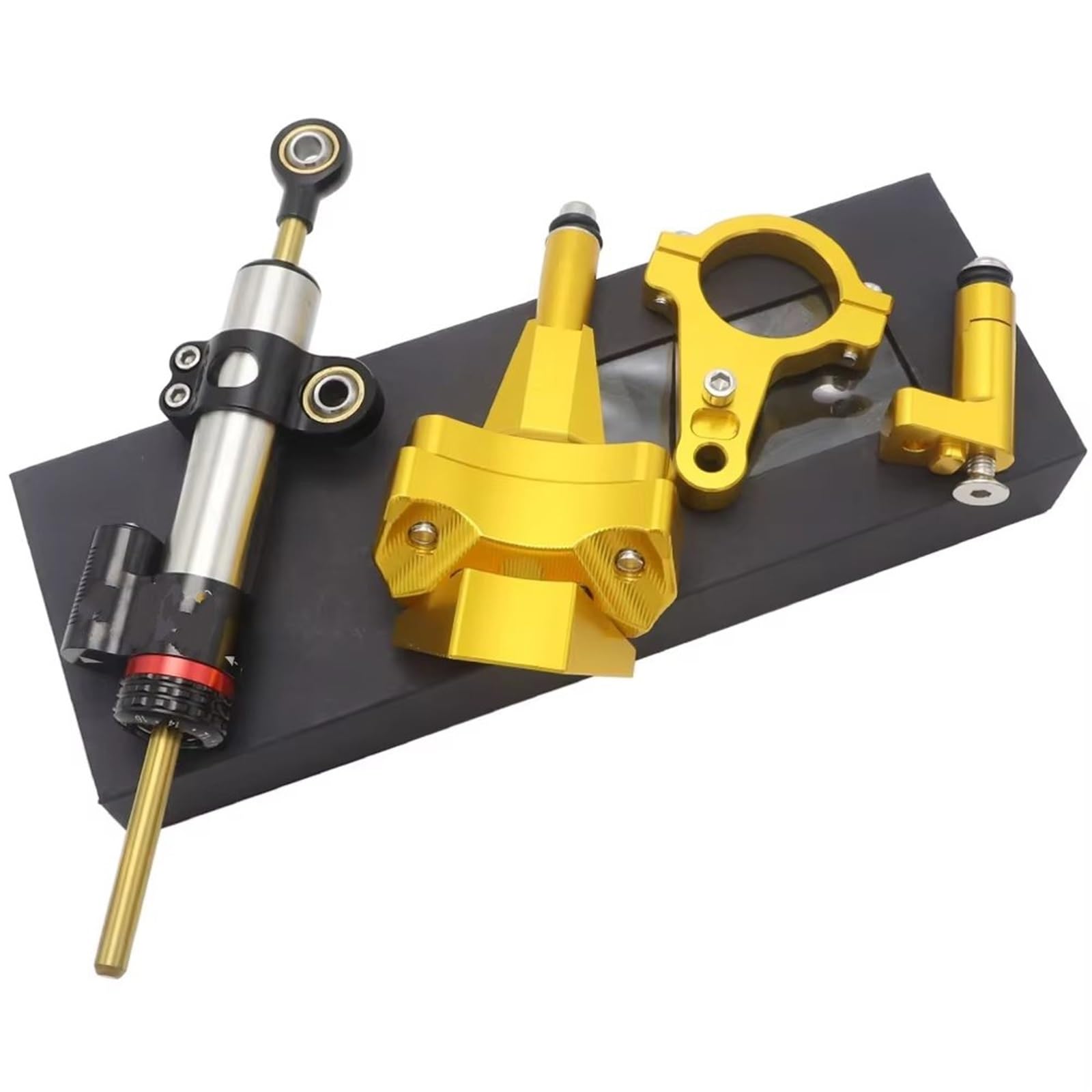 SAQIYEU Einstellbare Lenkungsdämpfer Kompatibel Mit Für Ninja 400 2018 2019 Motorrad-Lenkungsdämpferhalterung Stabilisator Stabilisatorsteuerung Moto Lenkungsdämpfer Stoßdämpfer(Yellow,B) von SAQIYEU