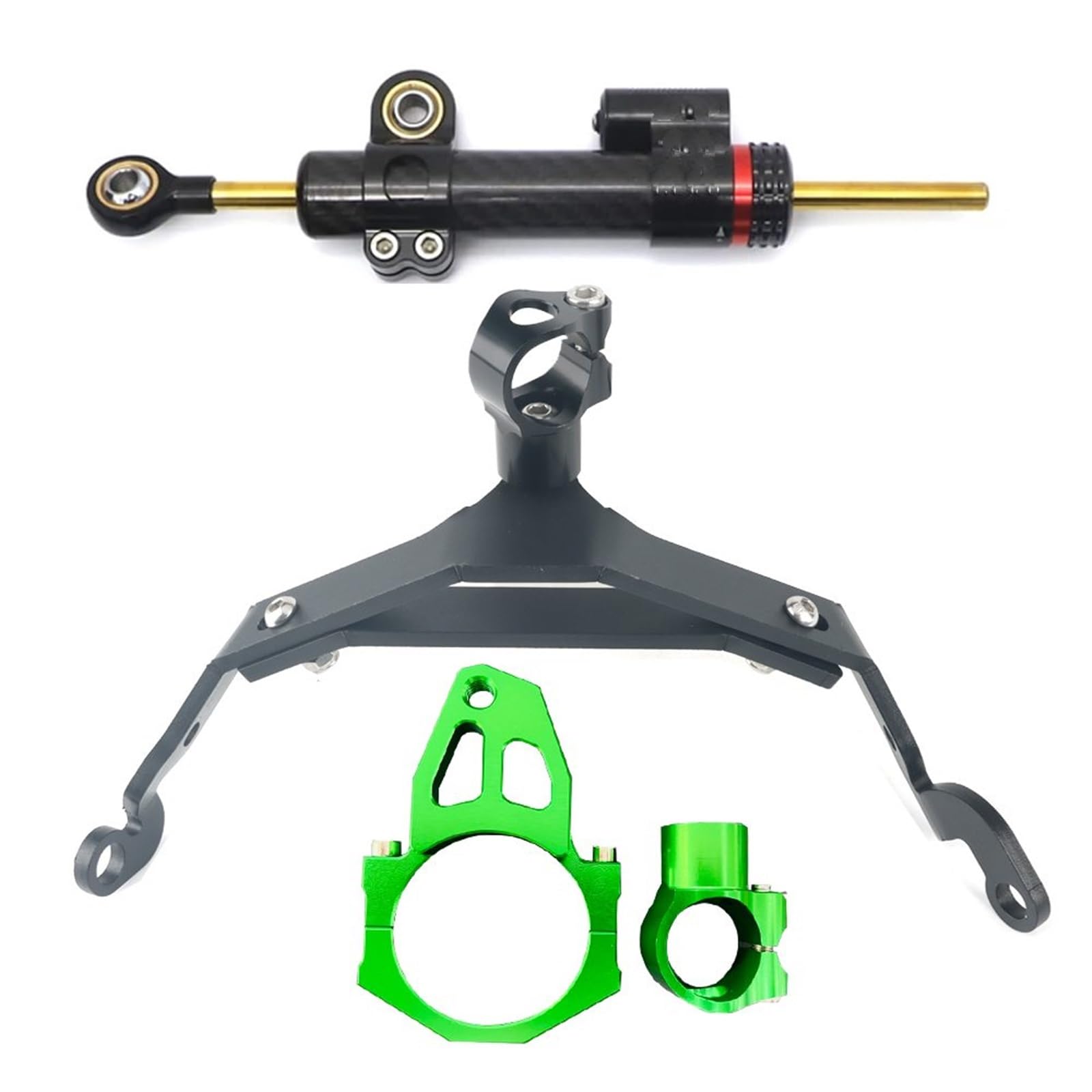 SAQIYEU Einstellbare Lenkungsdämpfer Kompatibel Mit Für Z900RS 2018-2022 Motorrad-Stoßdämpfer Anti-Rotation Lenkung Stoßdämpfer Halterung Dämpfer Stabilisator(Green,D) von SAQIYEU