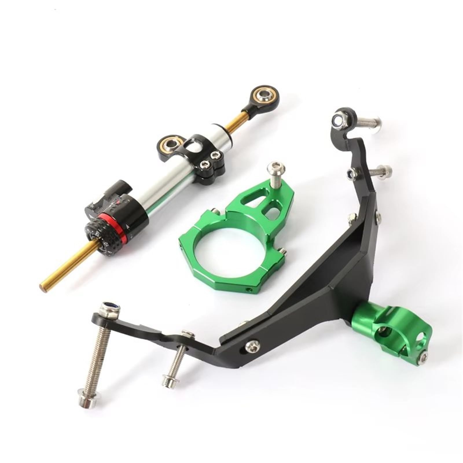 SAQIYEU Einstellbare Lenkungsdämpfer Kompatibel Mit Für Z900RS 2018-2024 Motorrad Lenkungsdämpfer Halterung Stabilisator Montage Kit Moto Lenkungsdämpfer Stoßdämpfer(Green,C) von SAQIYEU