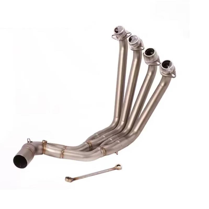 SAQIYEU Motorrad Slip-On Auspuff Für CB650R CB650F CBR650R CBR650F 2014-2022 Motorradauspuff Modifiziert Für Connect 51MM Für Escape Moto Front Middle Link Pipe(Silver) von SAQIYEU
