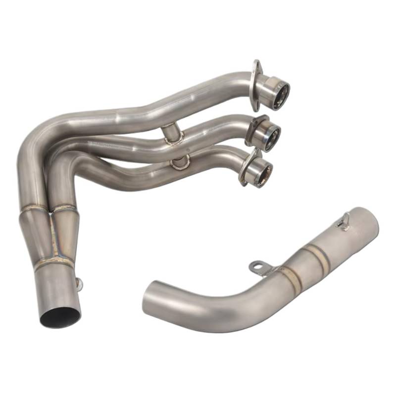 SAQIYEU Motorrad Slip-On Auspuff Für Daytona 675R 2006-2012 Front Link Pipe Motorrad-Auspuffanlagen Für Escape Mod Schalldämpfer Motorrad-Auspuffadapter(Silver) von SAQIYEU
