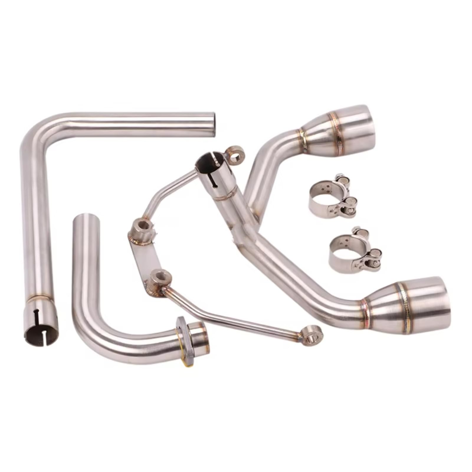 SAQIYEU Motorrad Slip-On Auspuff Für MSX125 Motorrad Doppelauspuff Für Escape Moto Tube Modifizierter Schalldämpfer Frontanschluss Mittelverbindungsrohr Motorrad Auspuffrohradapter(Silver) von SAQIYEU