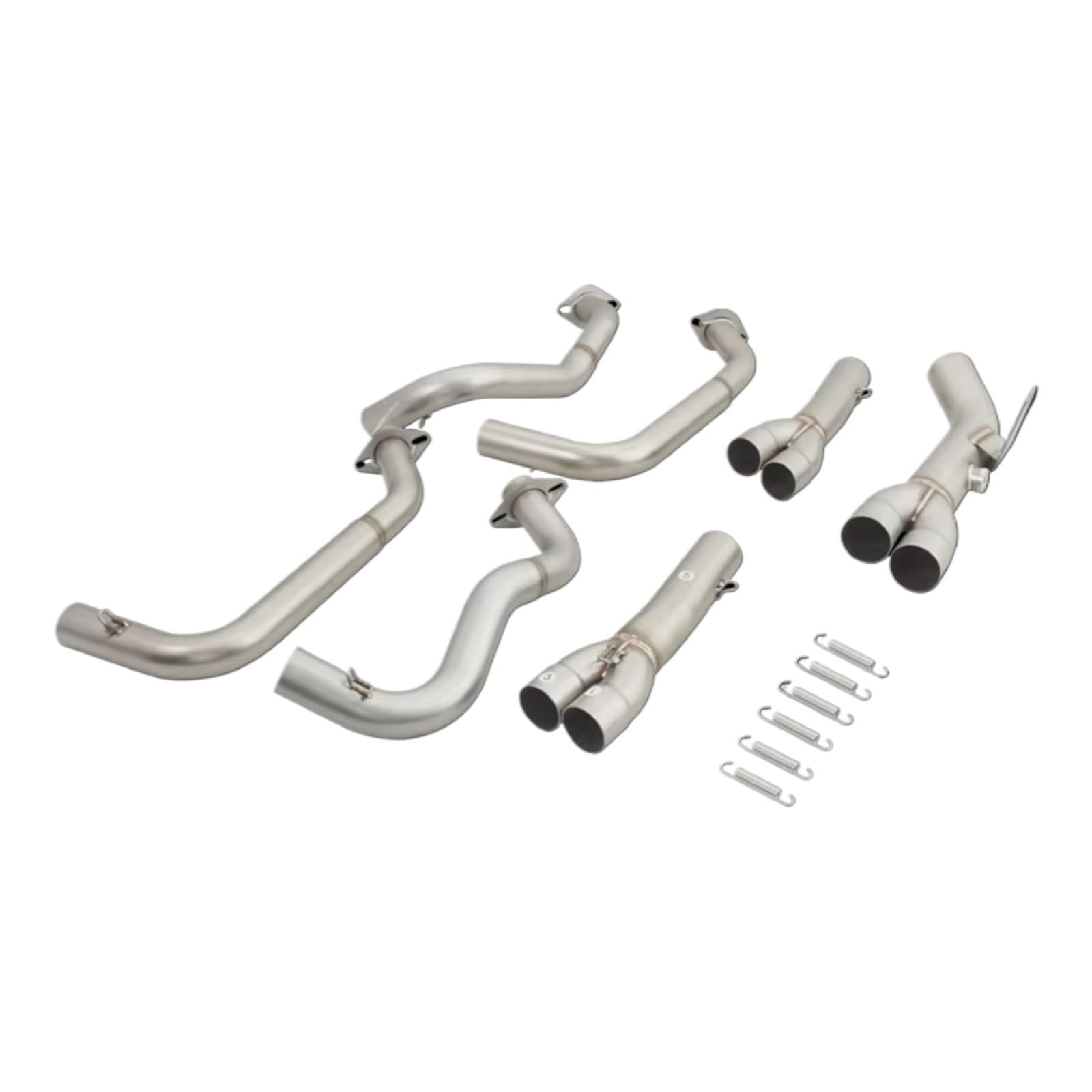 SAQIYEU Motorrad Slip-On Auspuff Für Ninja Für Z900 A2 2018 2019 2020 2021 2022 2023 2024 Motorradauspuff Fluchtsysteme Header Vorne Link Rohr Für Connect Schalldämpfer(Silver) von SAQIYEU