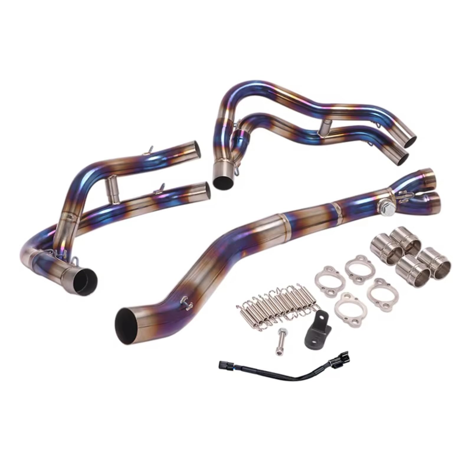 SAQIYEU Motorrad Slip-On Auspuff Für Ninja Für ZX4R SE Für ZX4RR 2023 Motorradauspuffanlage Für Escape Modifiziertes Frontverbindungsrohr Schalldämpfer Motorradauspuffrohr(Multi-Colored) von SAQIYEU