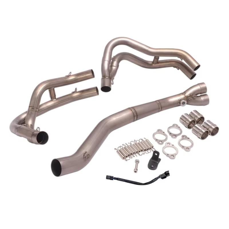 SAQIYEU Motorrad Slip-On Auspuff Für Ninja Für ZX4R SE Für ZX4RR 2023 Motorradauspuffanlage Für Escape Modifiziertes Frontverbindungsrohr Schalldämpfer Motorradauspuffrohr(Silver) von SAQIYEU