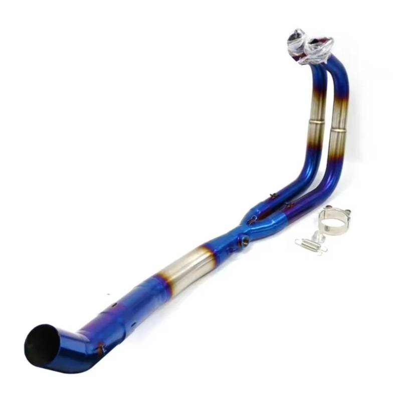 SAQIYEU Motorrad Slip-On Auspuff Für Ninja400 Z400 Z250 Ninja250 2017 2018 2019 2020 2021 2022 2023 Motorrad Vorne Mitte Link Rohr Auspuff Flucht Moto Volle System(Multi-Colored) von SAQIYEU