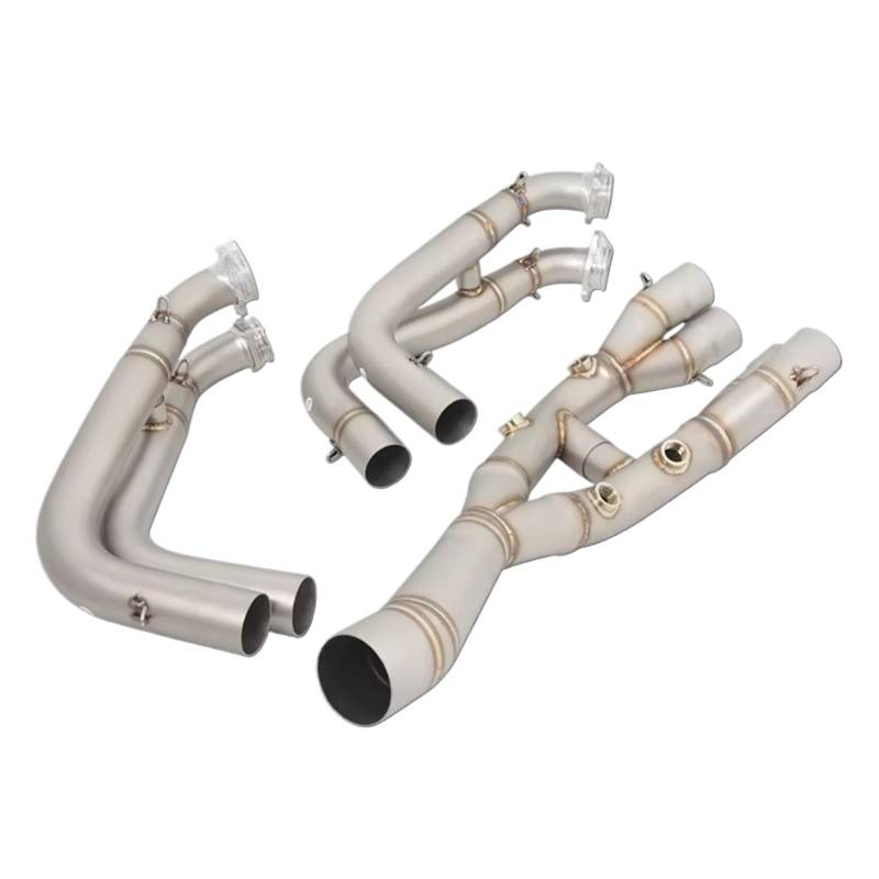 SAQIYEU Motorrad Slip-On Auspuff Für S1000R Für S1000RR 2019 2020 2021 2022 2023 2024 Front Link Rohr Verbindung 60mm Schalldämpfer Motorrad Auspuff System Modifikationen(Silver) von SAQIYEU