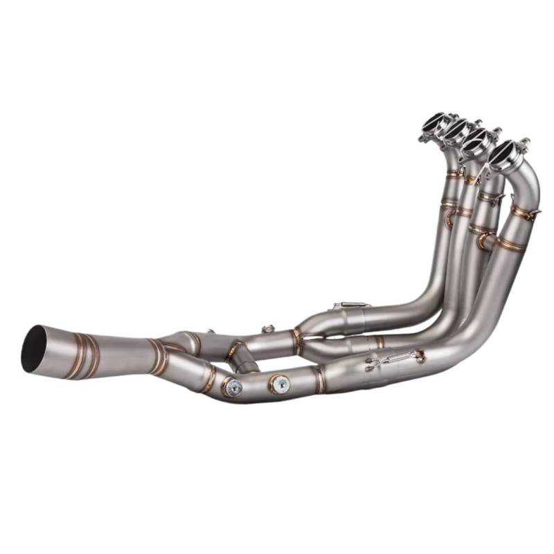 SAQIYEU Motorrad Slip-On Auspuff Für S1000R Für S1000RR 2019 2020 2021 2022 2023 Motorradauspuff Vorne Link Rohr Ändern Für Escape Motocross Schalldämpfer Rohr(Silver) von SAQIYEU