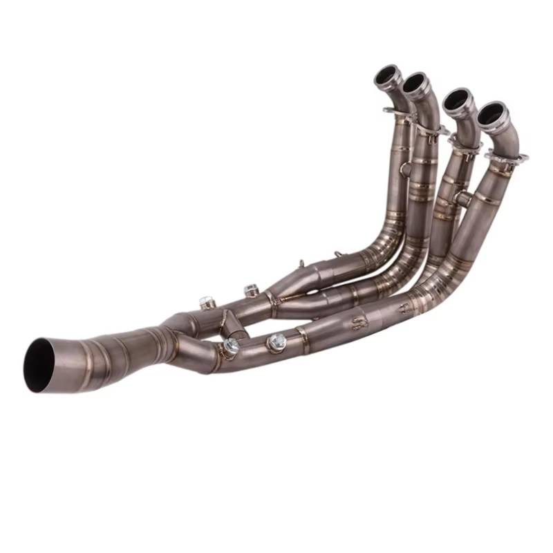 SAQIYEU Motorrad Slip-On Auspuff Für S1000RR 2019 2020 2021 2022 Motorradauspuff Fluchtsystem Vorderer Und Mittlerer Verbindungsrohrschalldämpfer Motorrad Auspuffendschalldämpfer(Silver) von SAQIYEU