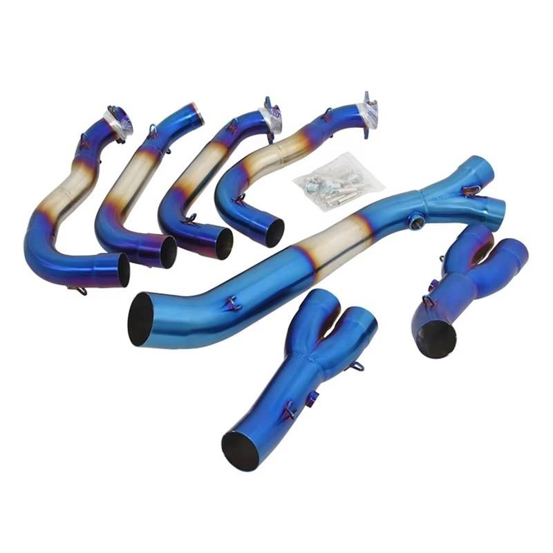 SAQIYEU Motorrad Slip-On Auspuff Für S1000r 2015-2018 Für S1000RR 2010-2018 Vollsystem-Motorradauspuff Für Escape Moto Header Front Link Pipe Für Connect 60mm Schalldämpfer(Multi-Colored) von SAQIYEU