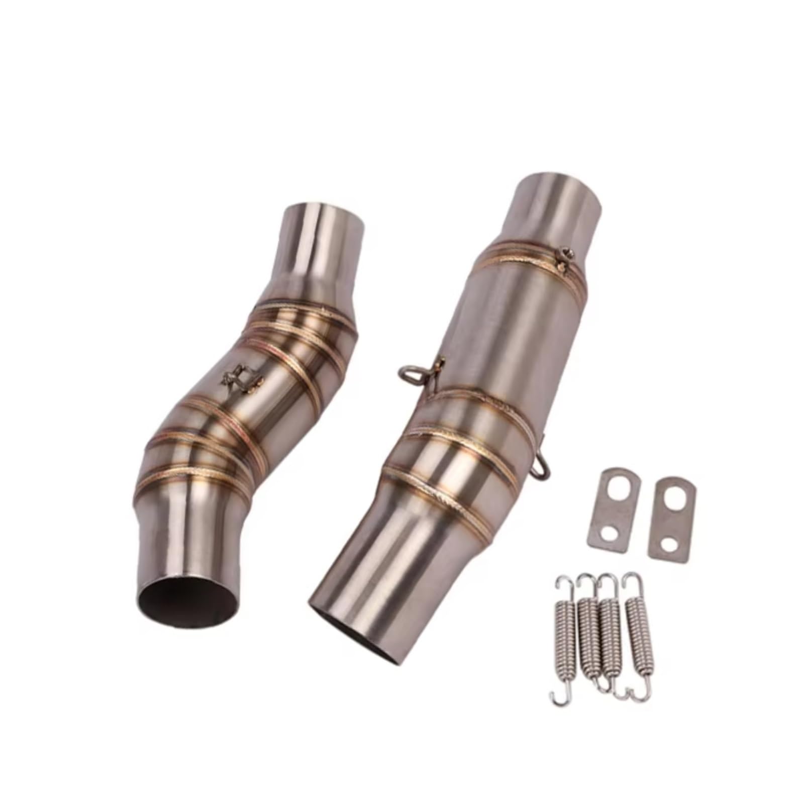 SAQIYEU Motorrad Slip-On Auspuff Für Z1000 Für Z1000SX 1000 2010-2020 Motorradauspuff Mittelverbindungsrohr Für Escape Moto Stell Schalldämpfer 51mm Motorradauspuff Verbindungsrohr(Silver) von SAQIYEU