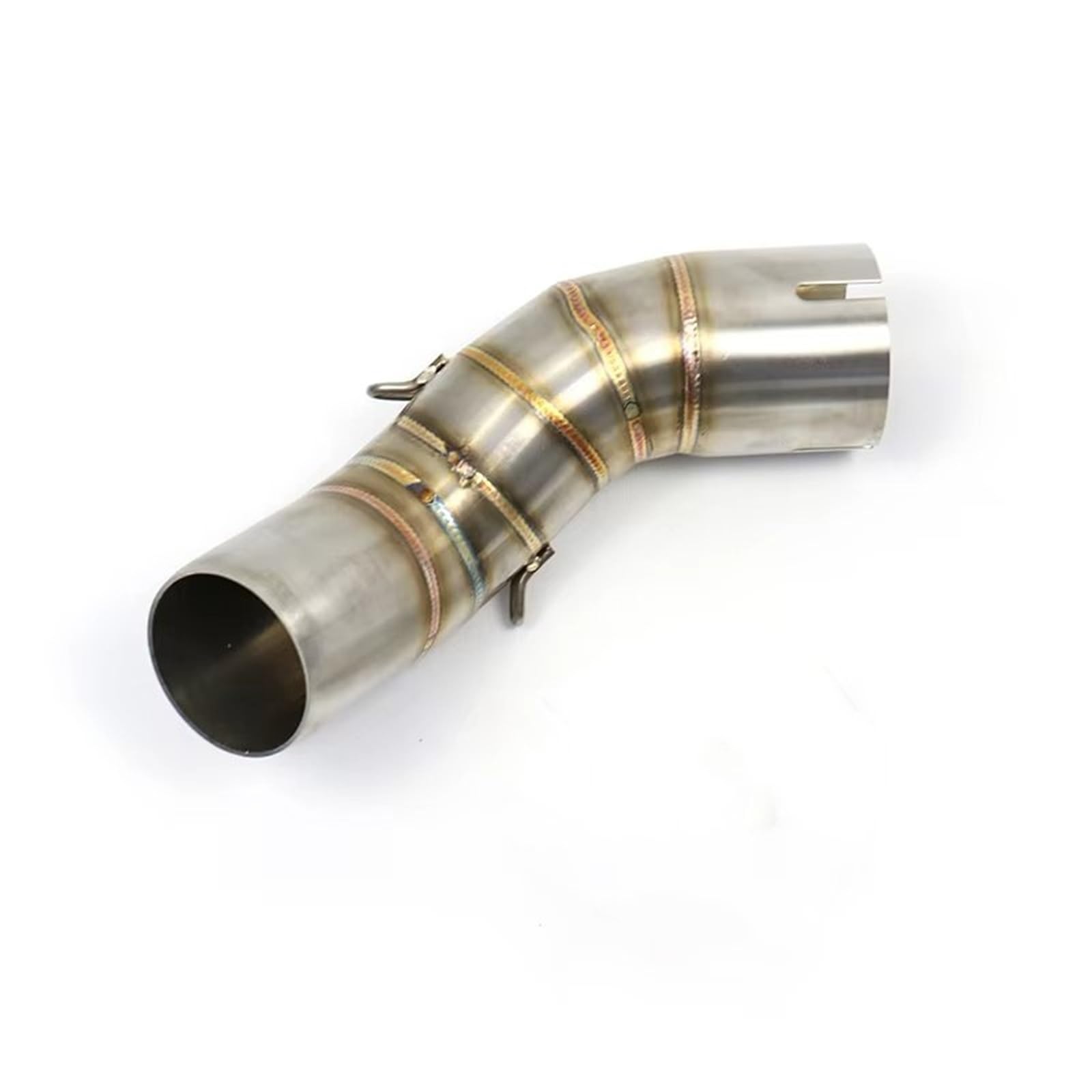 SAQIYEU Motorrad Slip-On Auspuff Für Z900 2017 2018 2019 2020 2021 2022 Slip-on Motorrad Exhuast Mittleren Link Rohr Flucht Schalldämpfer Adapter 51mm Verbinden Rohr(Silver) von SAQIYEU