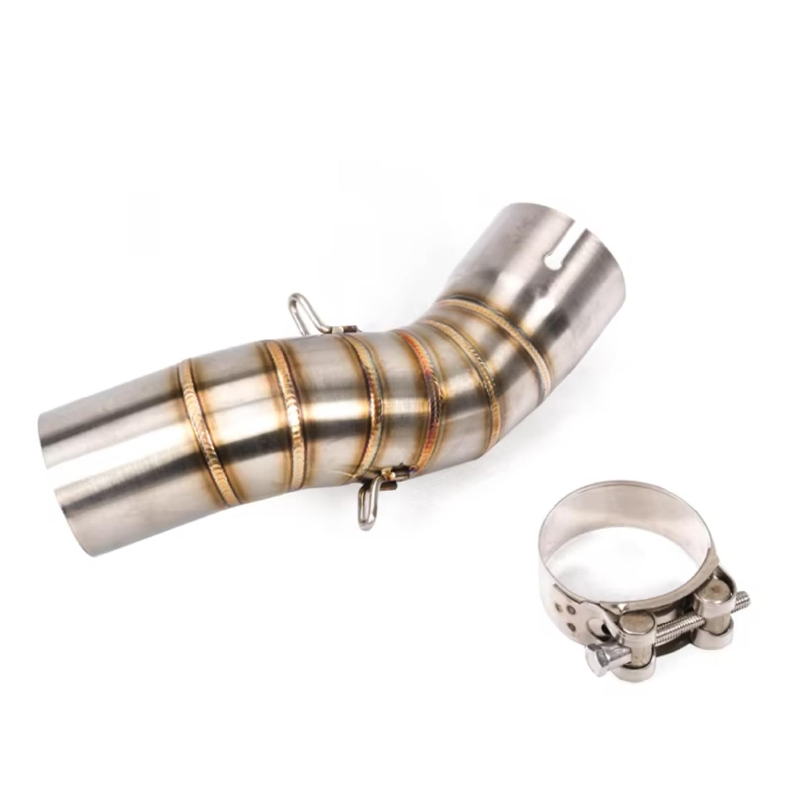 SAQIYEU Motorrad Slip-On Auspuff Für Z900 A2 Für Z900e 2017 2018 2019 2020 2021 2022 2023 Motorradauspuffanlage Für Escape Moto Modiifed Middle Link Pipe Schalldämpfer(Silver) von SAQIYEU