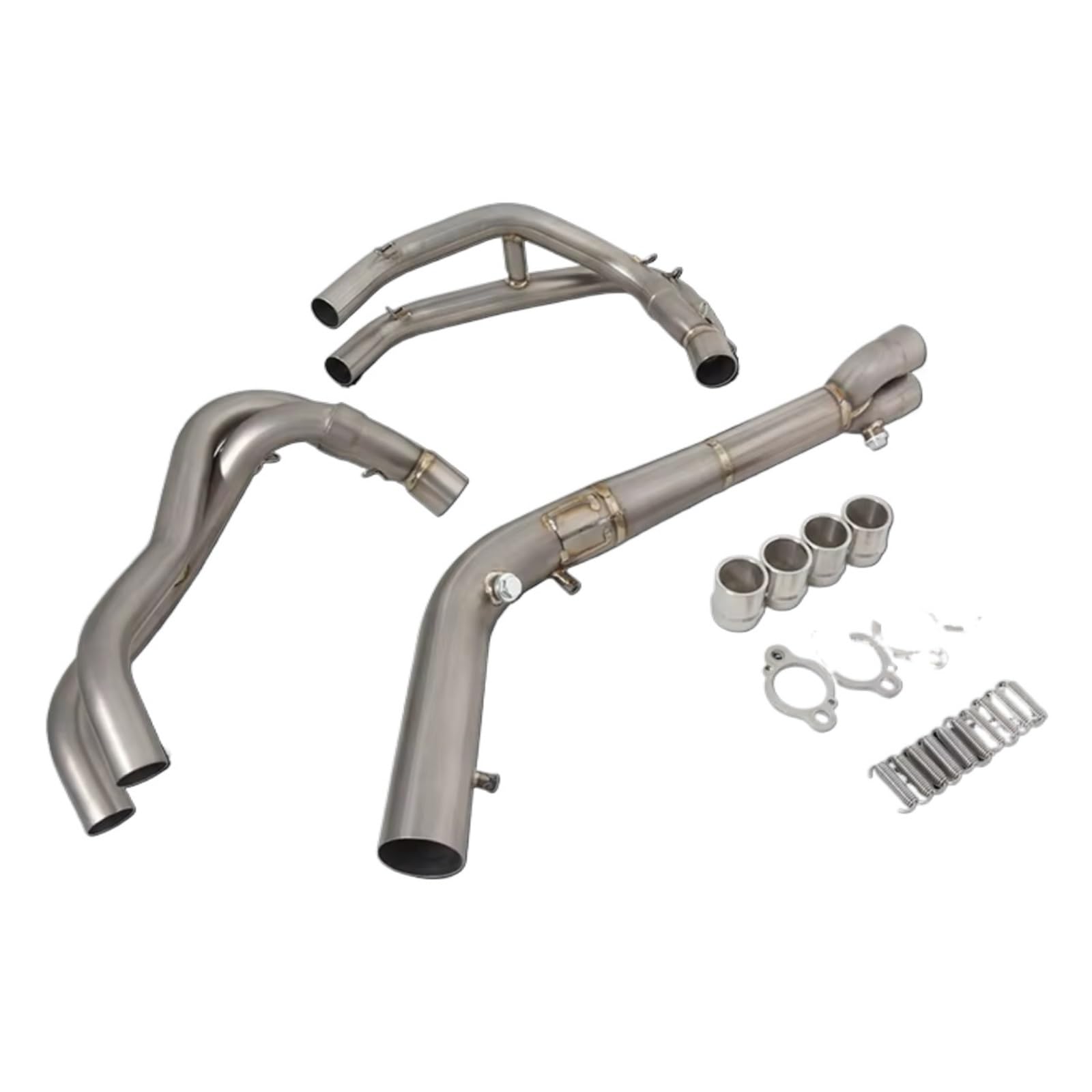 SAQIYEU Motorrad Slip-On Auspuff Für ZX4R Für ZX4RR 2023 Motorradauspuff Für Escape Modify Front Link Pipe Für Connect Schalldämpfer Motorrad Auspuffrohr Endrohr(Silver) von SAQIYEU