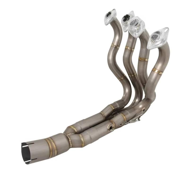 SAQIYEU Motorrad Slip-On Auspuff Für ZX6R 636 2007-2017 Motorradauspuff-Fluchtsystem Schalldämpfer Front Link Pipe Motorrad-Vollauspuffsystem(Silver) von SAQIYEU