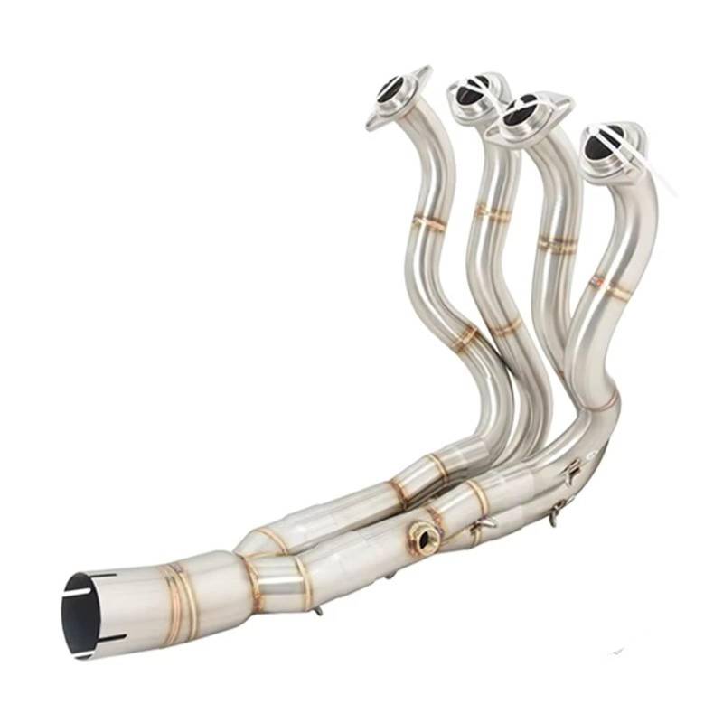 SAQIYEU Motorrad Slip-On Auspuff Für ZX6R 636 2009-2022 Vollsystem-Motorradauspuff Für Escape Moto Modifizieren Für Connect Front Mid Link Pipe Motorradauspuffadapter(Silver) von SAQIYEU