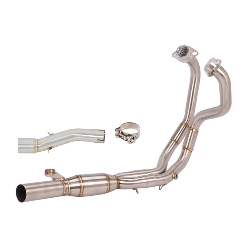 SAQIYEU Motorrad Slip-On Auspuff Kompatibel Mit Suzuki Für GSX250R Für DL250 2016-2022 Motorrad-Front-Link-Rohrauspuff Modifizieren Sie Moto Für Escape Für Connect 50,8 MM Schalldämpfer(Silver) von SAQIYEU
