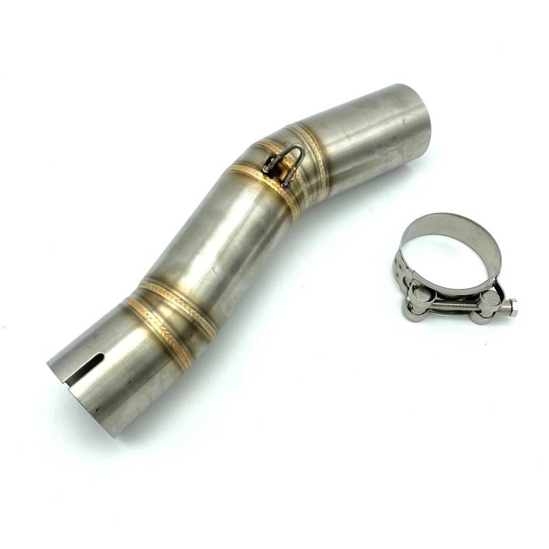 SAQIYEU Motorrad Slip-On Auspuff Kompatibel Mit Suzuki Für GSXR600 Für GSXR750 K7 K8 K9 K10 Motorrad Slip On Auspuffrohr Schalldämpfer Mittelglied Mittelrohr(Silver) von SAQIYEU